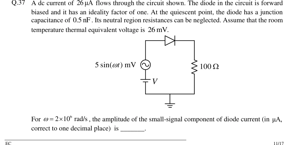 GATE 2018 EC question 37: A single series loop.