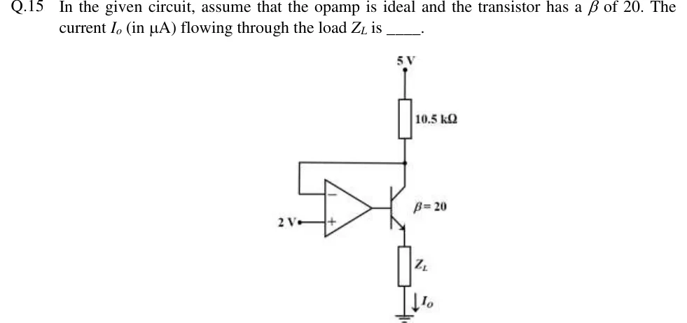 GATE 2018 IN question 15: An op-amp drives an NPN transistor.