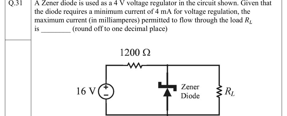 GATE 2022 IN question 31: A 16 V DC voltage source on the left, positive terminal at the top.