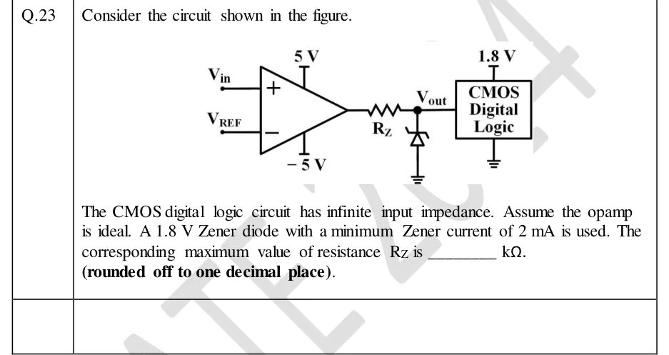 GATE 2024 IN question 23: An op-amp used open-loop as a comparator.