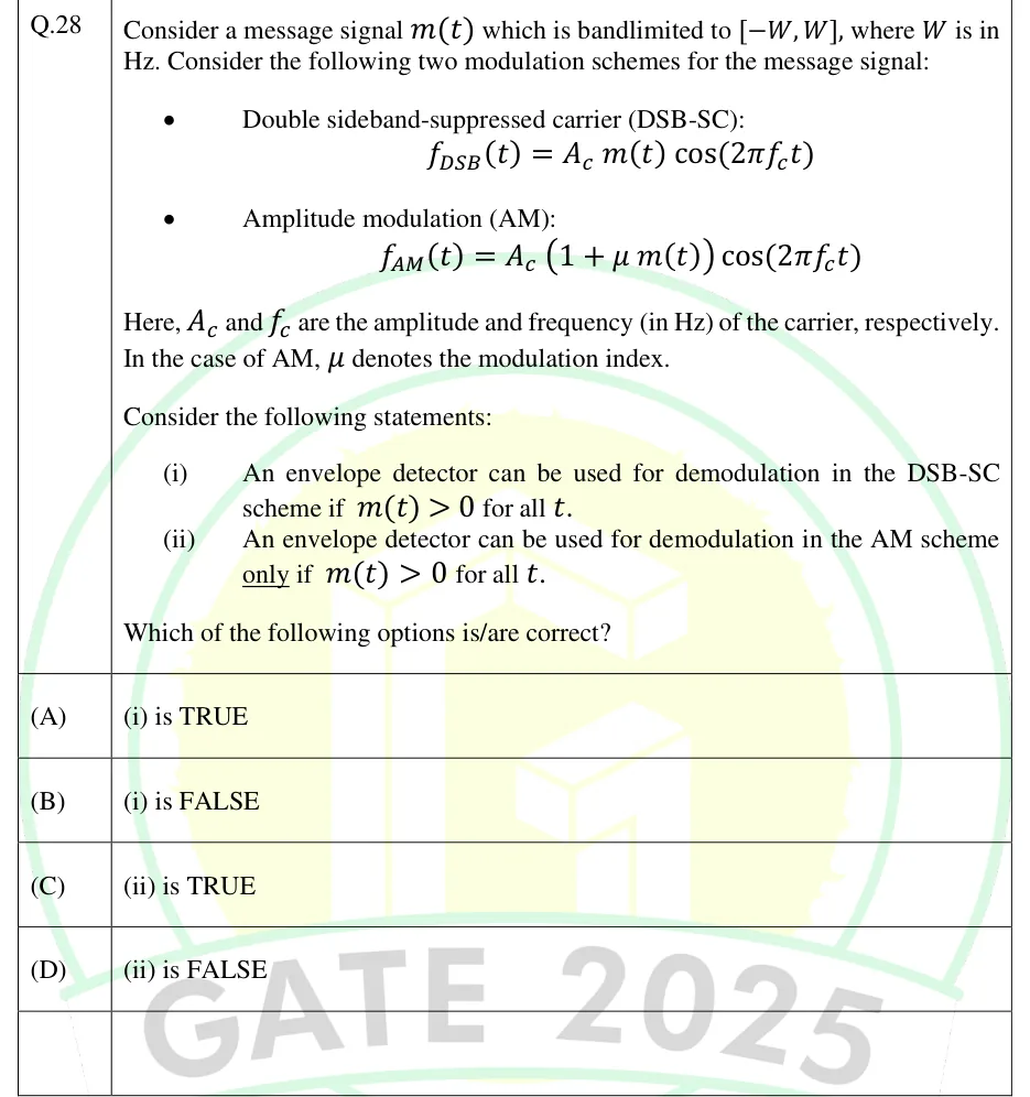 GATE 2025 EC question 28