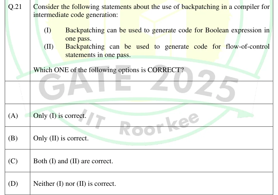 GATE 2025 CS2 question 21
