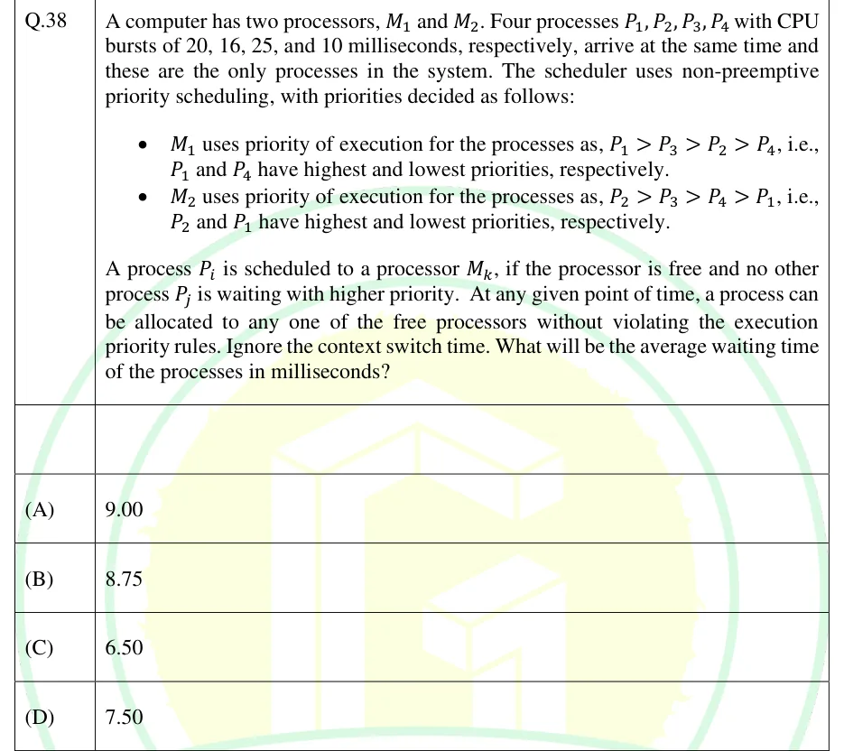 GATE 2025 CS1 question 38