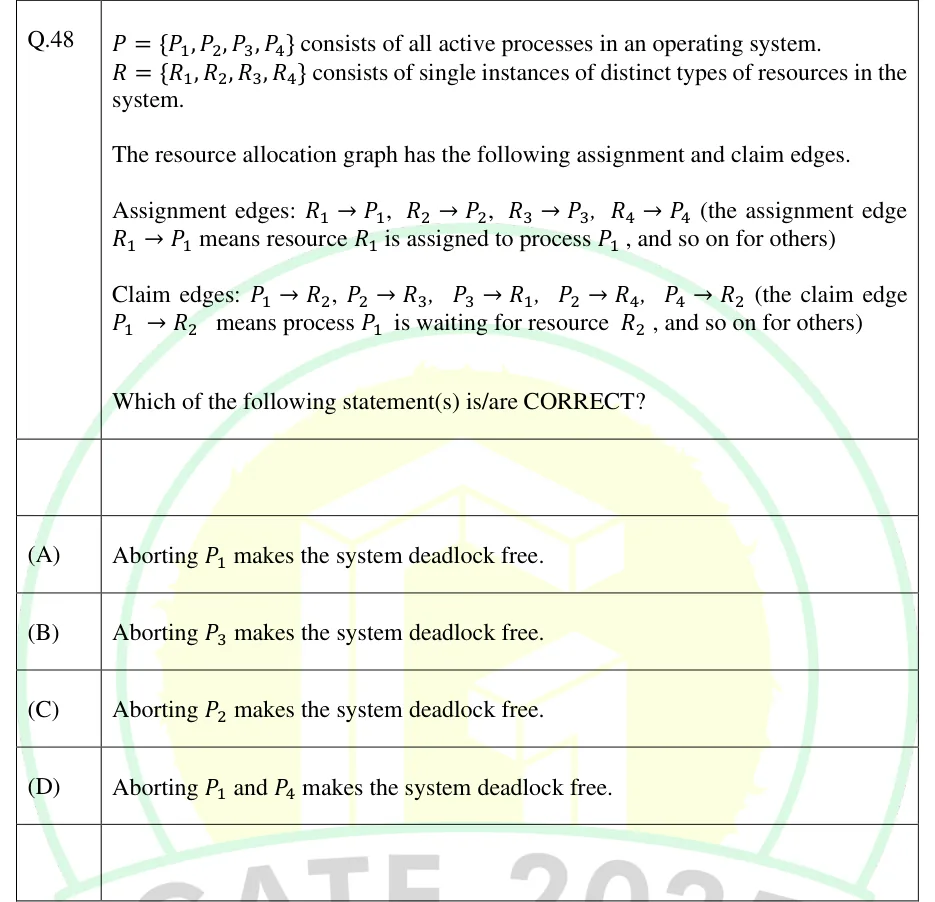 GATE 2025 CS2 question 48