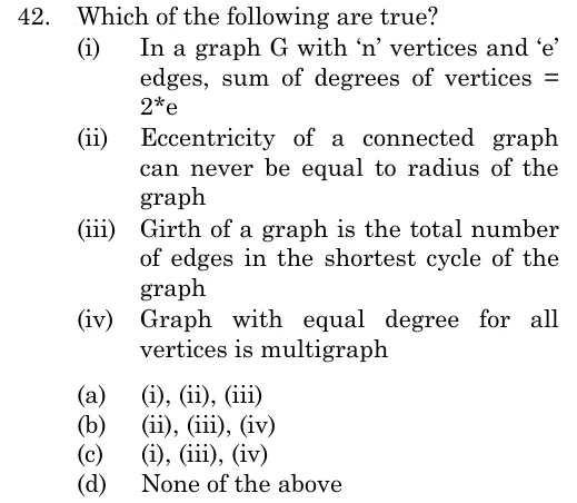 ISRO CS 2023 question 42