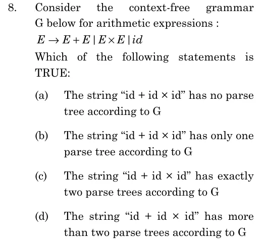 ISRO CS 2023 question 8