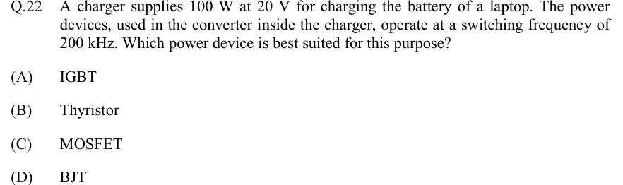 GATE 2022 EE question 22