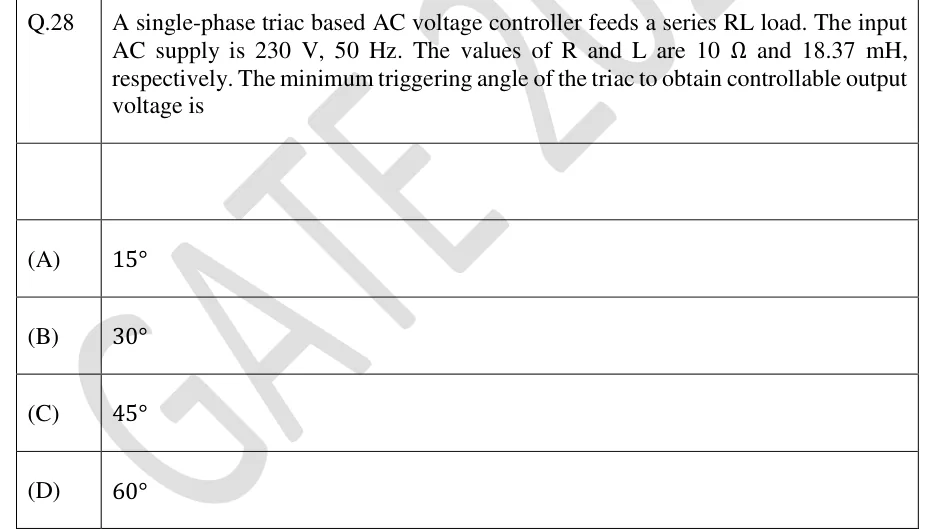 GATE 2024 EE question 28