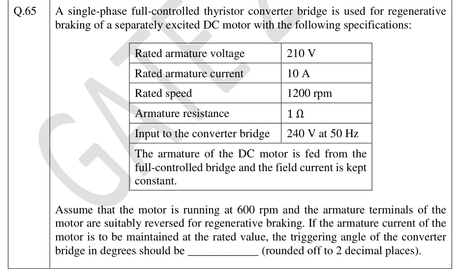 GATE 2024 EE question 65