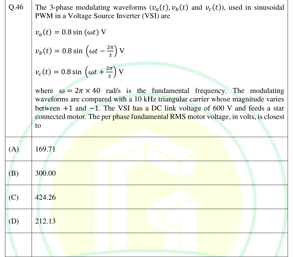 GATE 2025 EE question 46