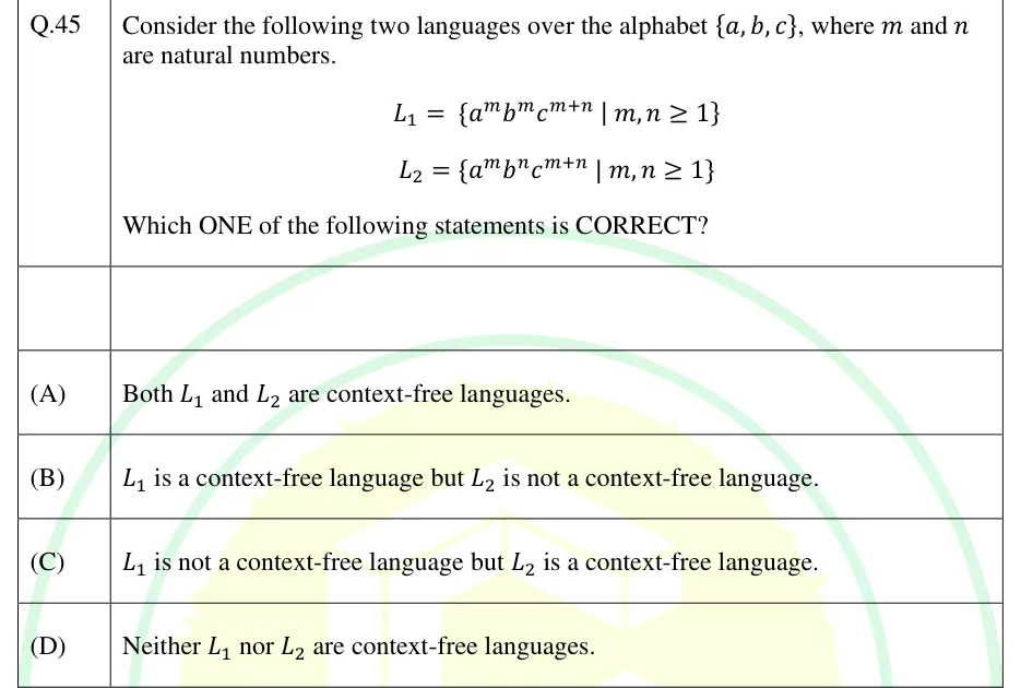 GATE 2025 CS1 question 45