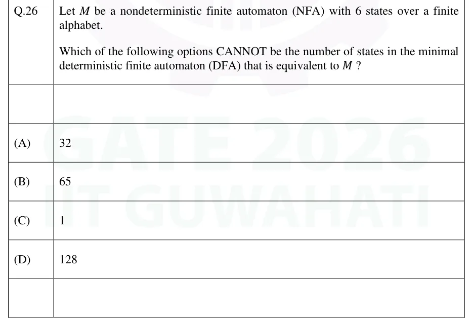 GATE 2026 CS1 question 26